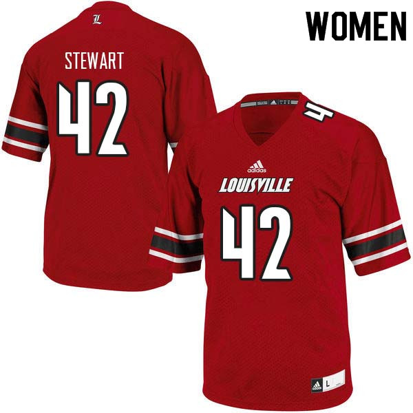 Women Louisville Cardinals #42 Isaac Stewart College Football Jerseys Sale-Red